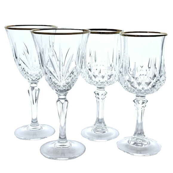 Mismatched Elegant Party Wine Glasses 4pc toasting glassware Longchamp Salzburg - Picture 1 of 12